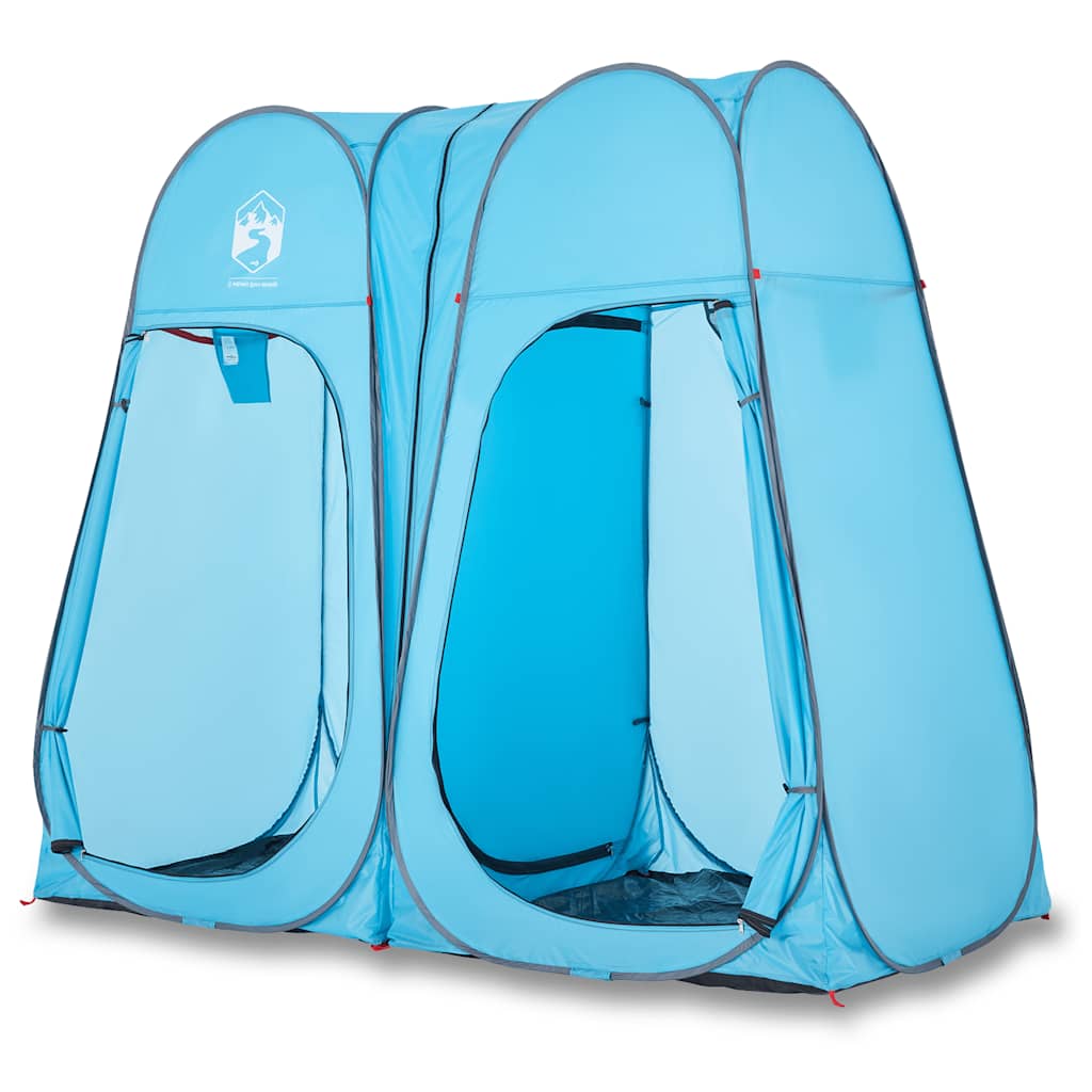 Detail van de vidaXL pop-up privacytent in waterdicht blauw, zijaanzicht met openingen.