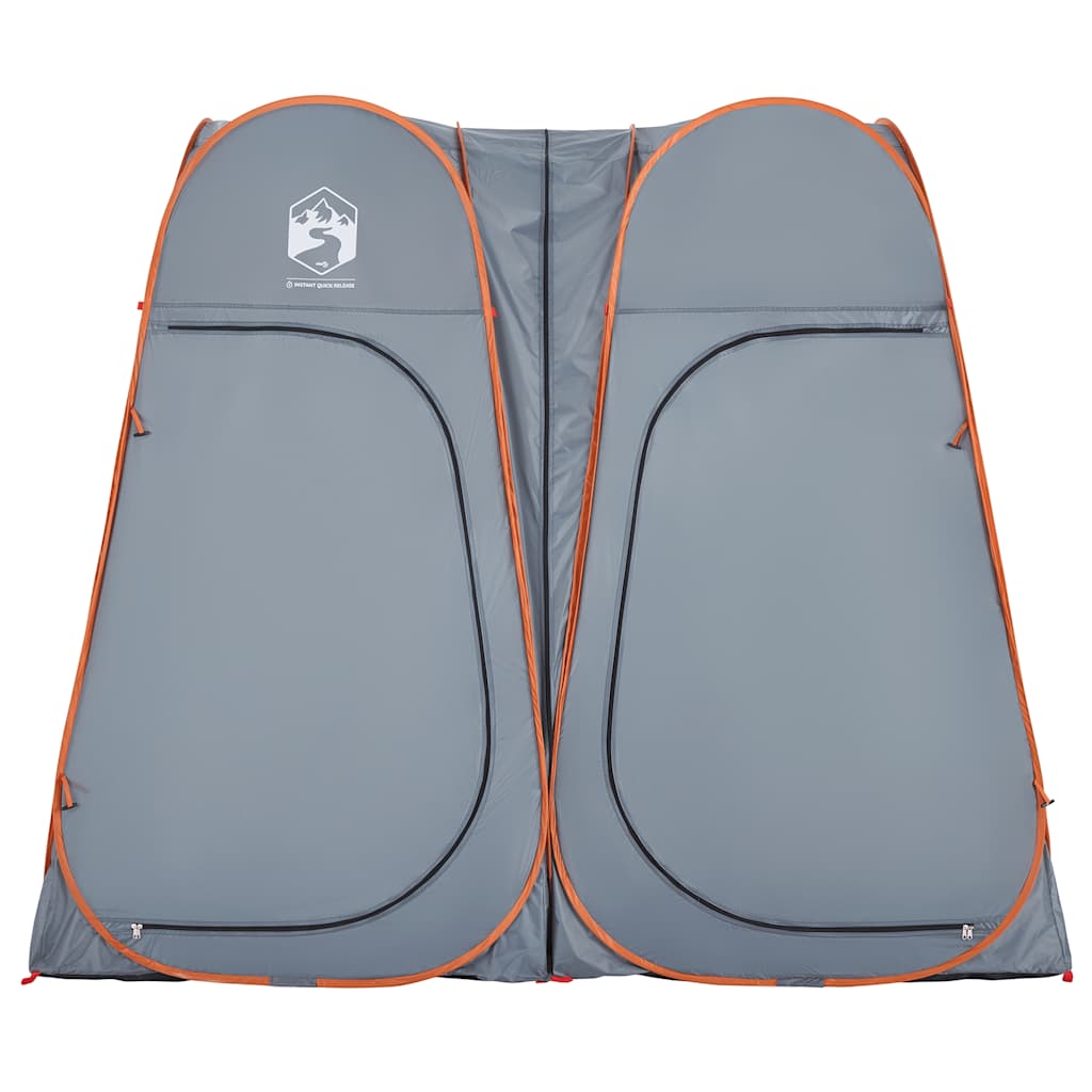 Detail van de grijs-oranje vidaXL privacytent met gesloten zijpanelen.