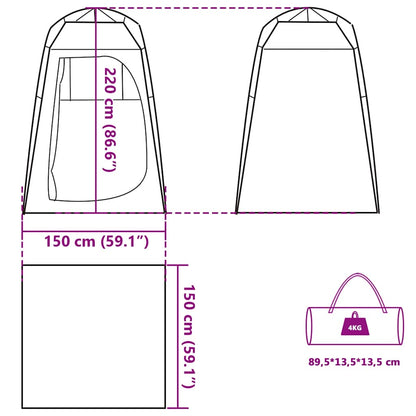 Detailtekening van de vidaXL privacytent met afmetingen en draagtas.