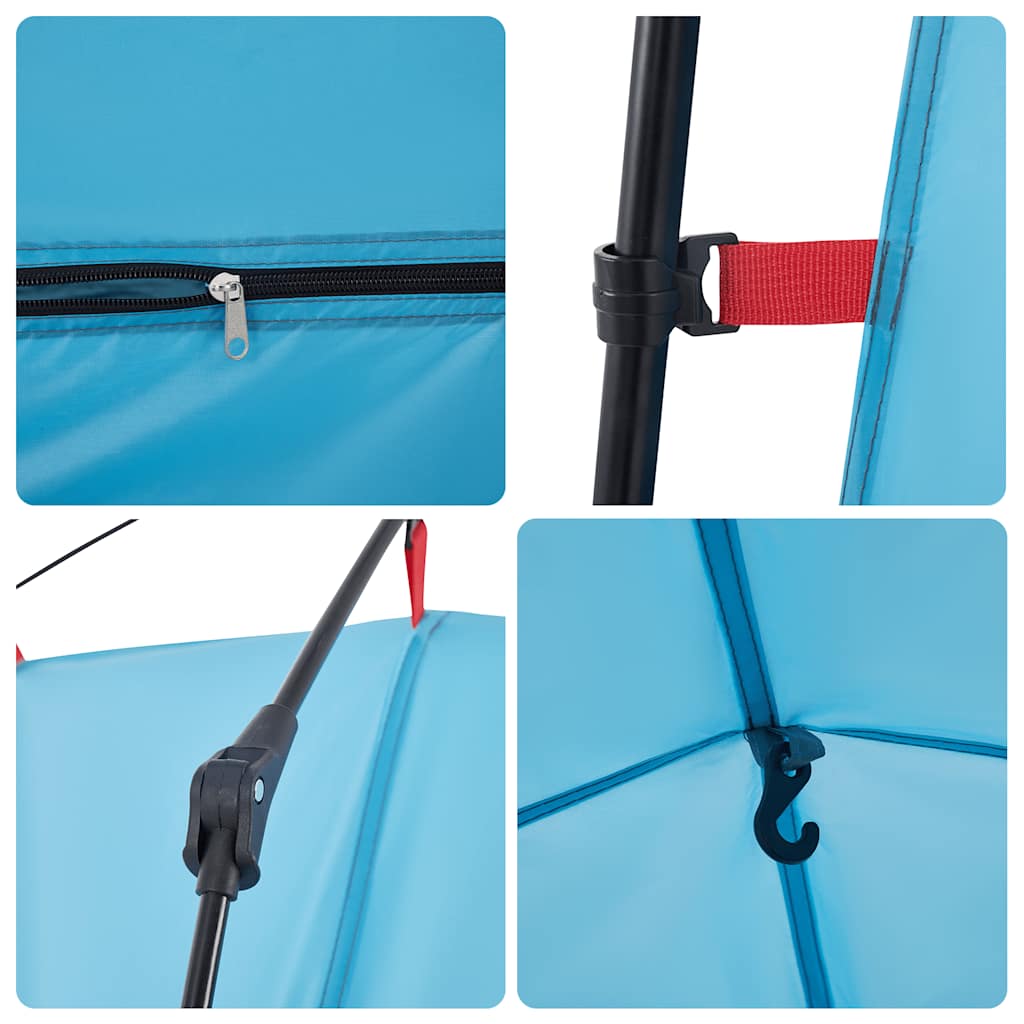 Detail van de blauwe vidaXL privacytent met snelsluiting en bevestigingshaak.