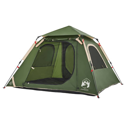 Detail van de vidaXL koepeltent in groen met open ingang en zijvensters.