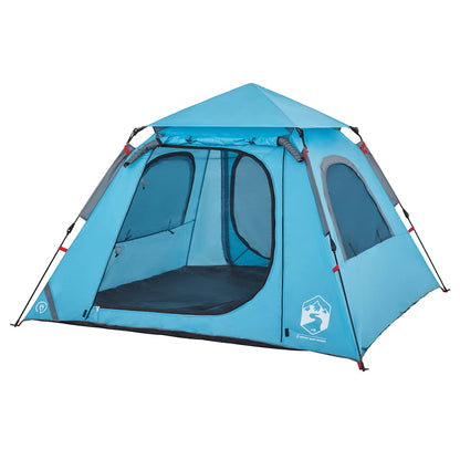 Detail van de vidaXL koepeltent in blauw, met open ingangen en waterdichte stof.