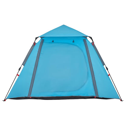 Detail van de vidaXL koepeltent in blauw met open ingang en snelspansysteem.