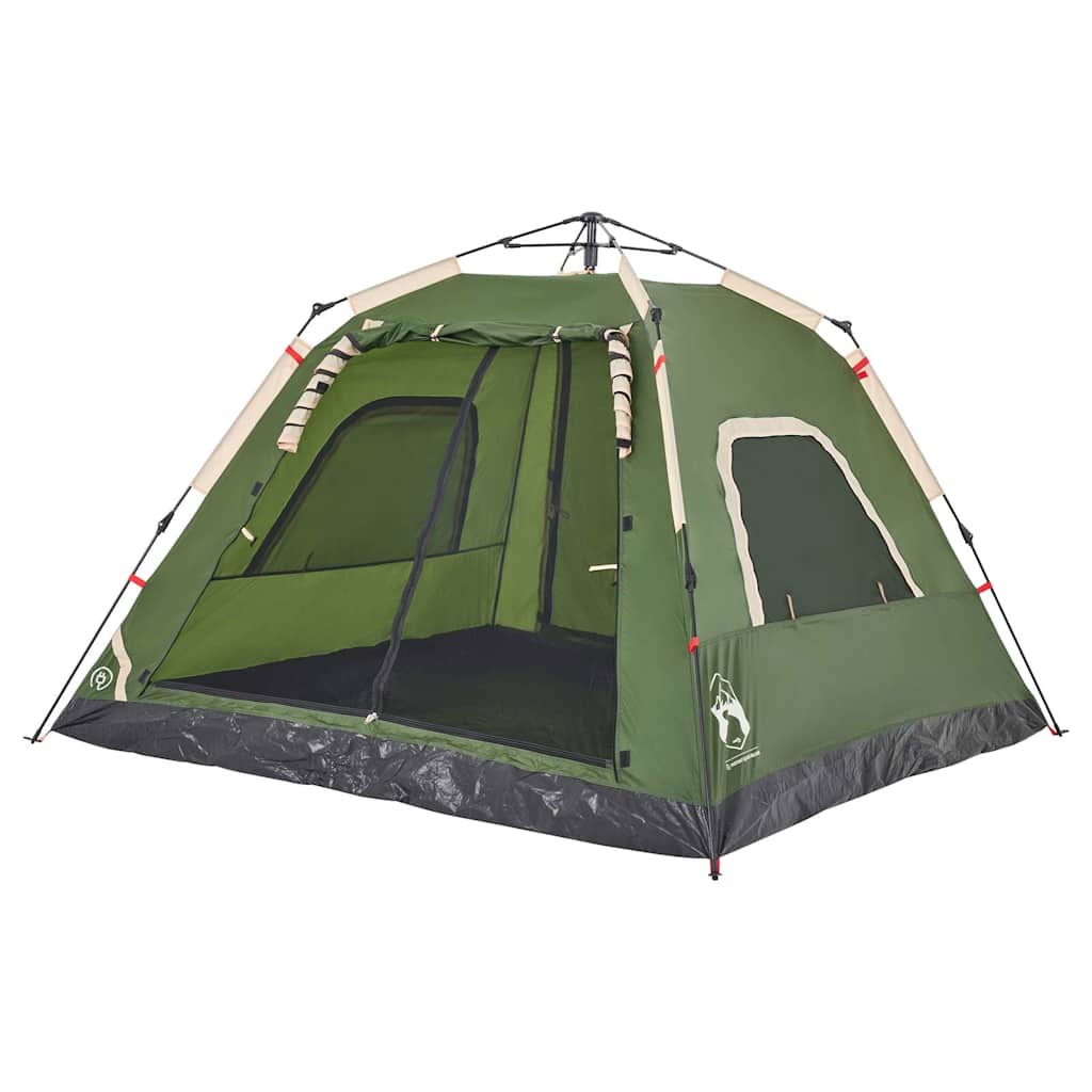 Detail van de vidaXL koepeltent in groen, met open ingang en zijvensters.