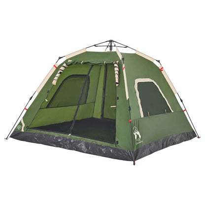Detail van de vidaXL koepeltent in groen, met open ingang en zijvensters.
