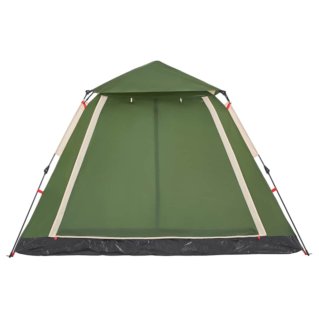 Detail van de groene vidaXL koepeltent met snelontgrendeling en open ingang.