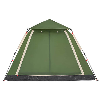 Detail van de groene vidaXL koepeltent met snelontgrendeling en open ingang.