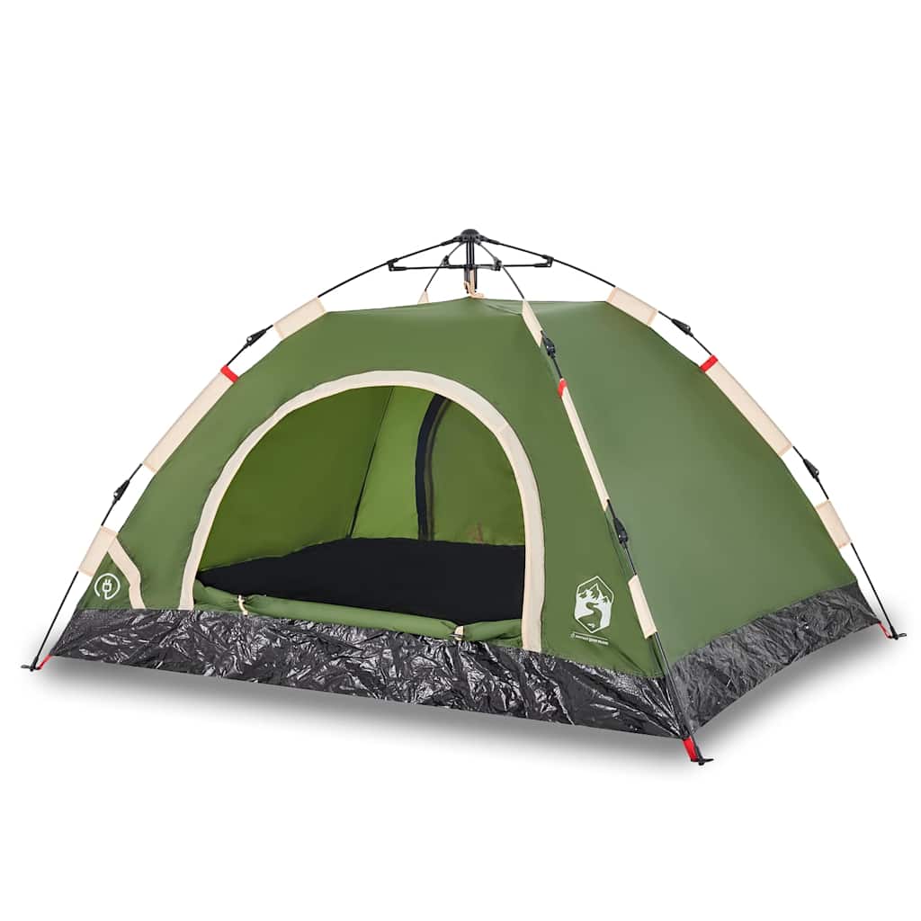 Detail van de vidaXL 2-persoons tent in groen met snelspansysteem en open ingang.
