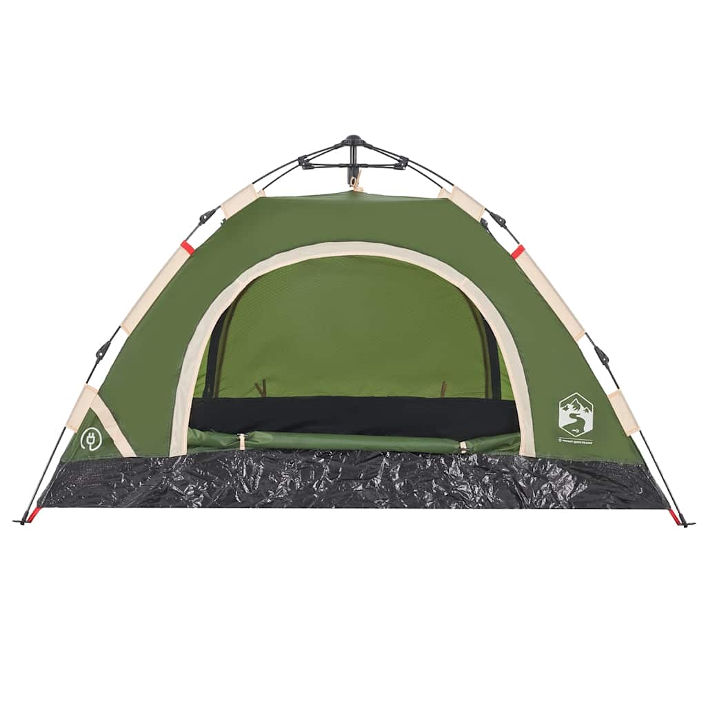 Detail van de vidaXL 2-persoons tent in groen, met gaaswanden voor ventilatie.