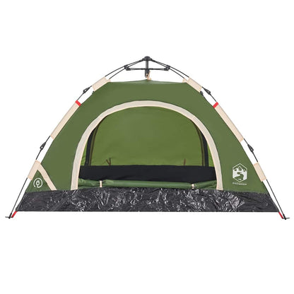 Detail van de vidaXL 2-persoons tent in groen, met gaaswanden voor ventilatie.