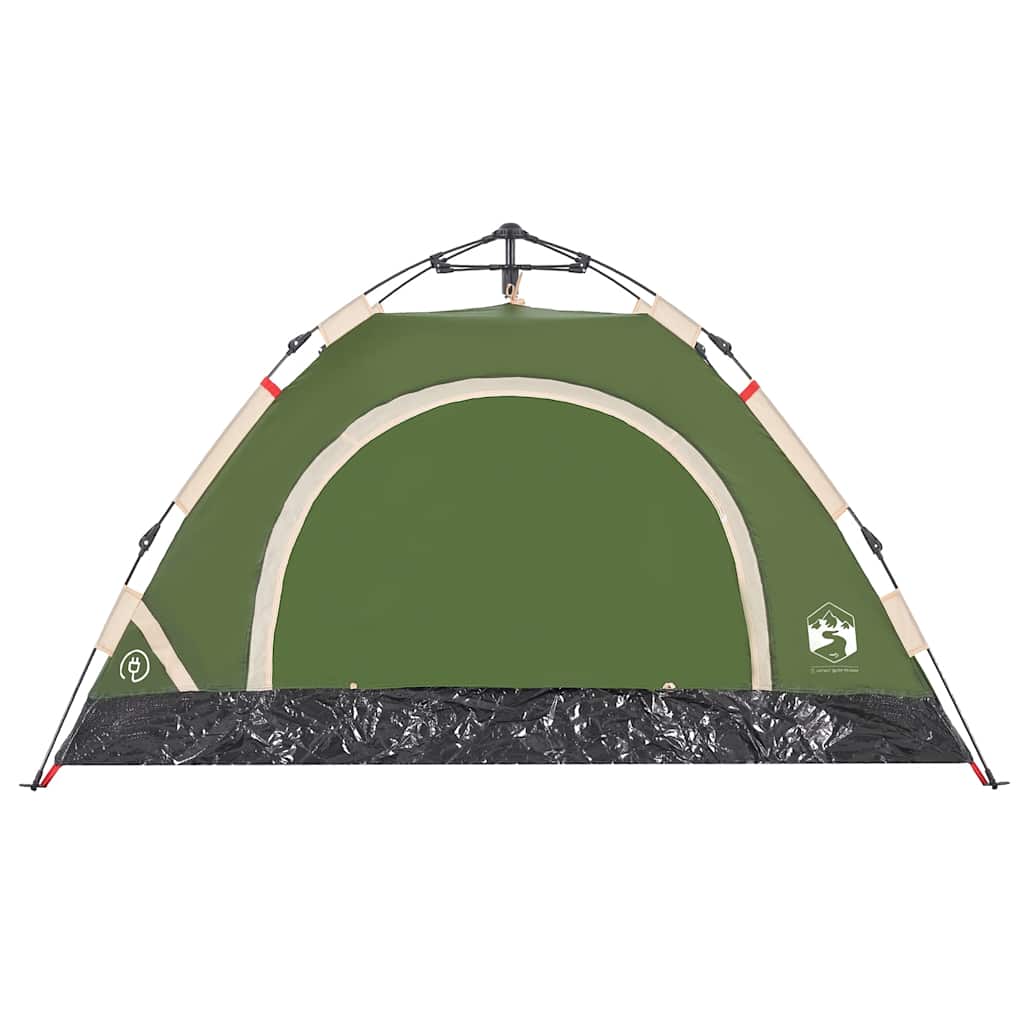 Detail van de groene vidaXL tent met snelontgrendeling en waterdichte onderrand.