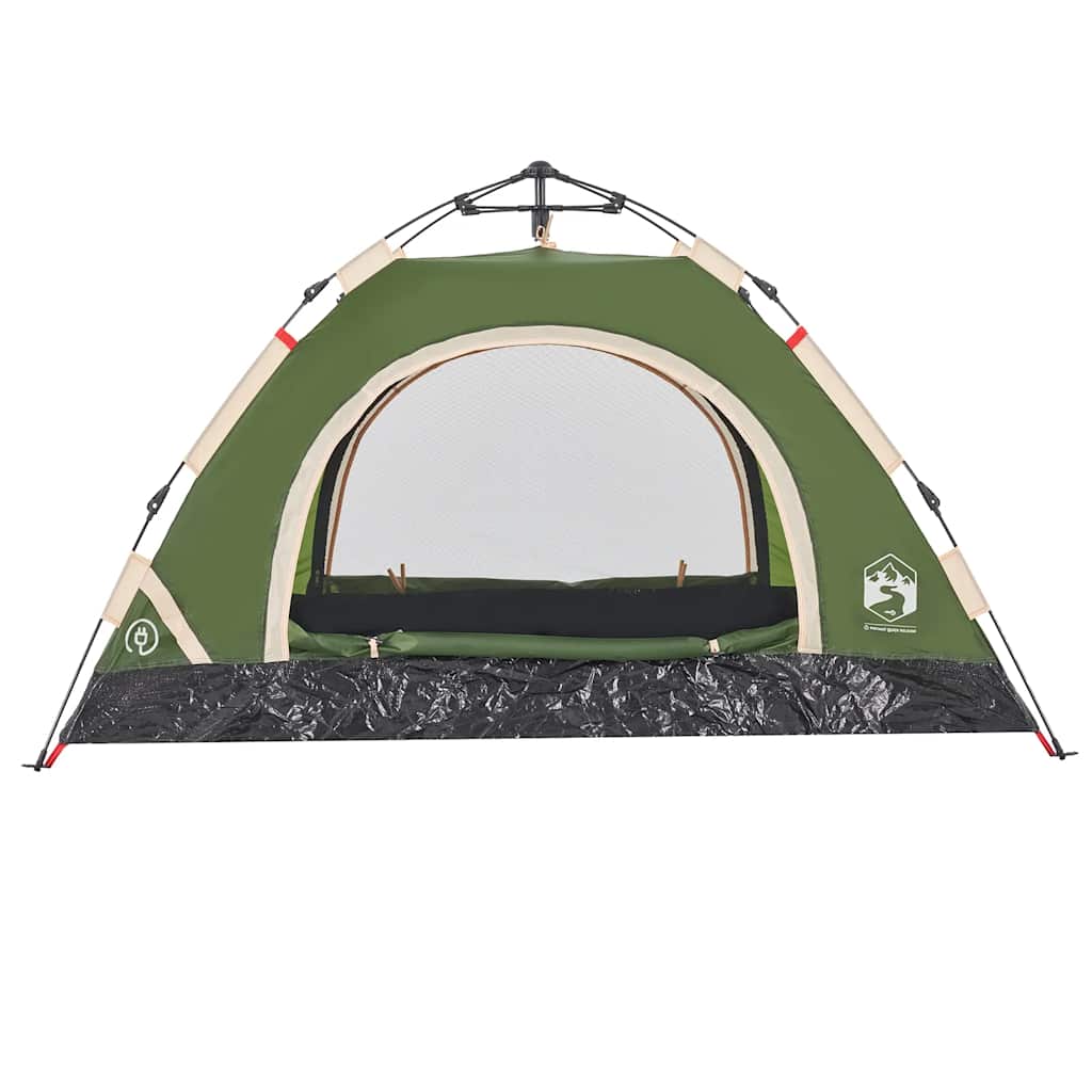 Detail van de vidaXL 2-persoons tent in groen met gaaswanden voor ventilatie.