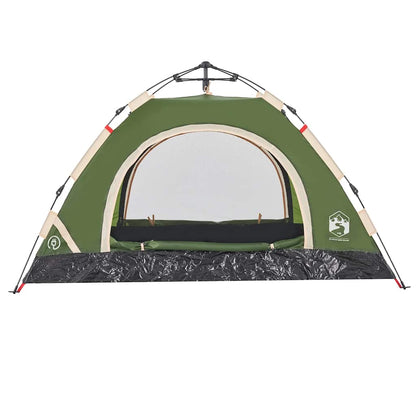 Detail van de vidaXL 2-persoons tent in groen met gaaswanden voor ventilatie.
