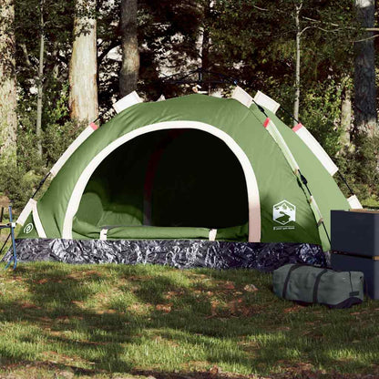 Groene vidaXL 2-persoons tent met snelontgrendeling, opgesteld in een bosrijke omgeving.