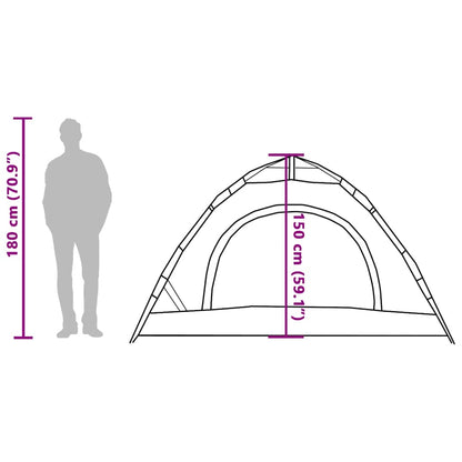 Zijaanzicht van de vidaXL tent met afmetingen en hoogte van 180 cm.