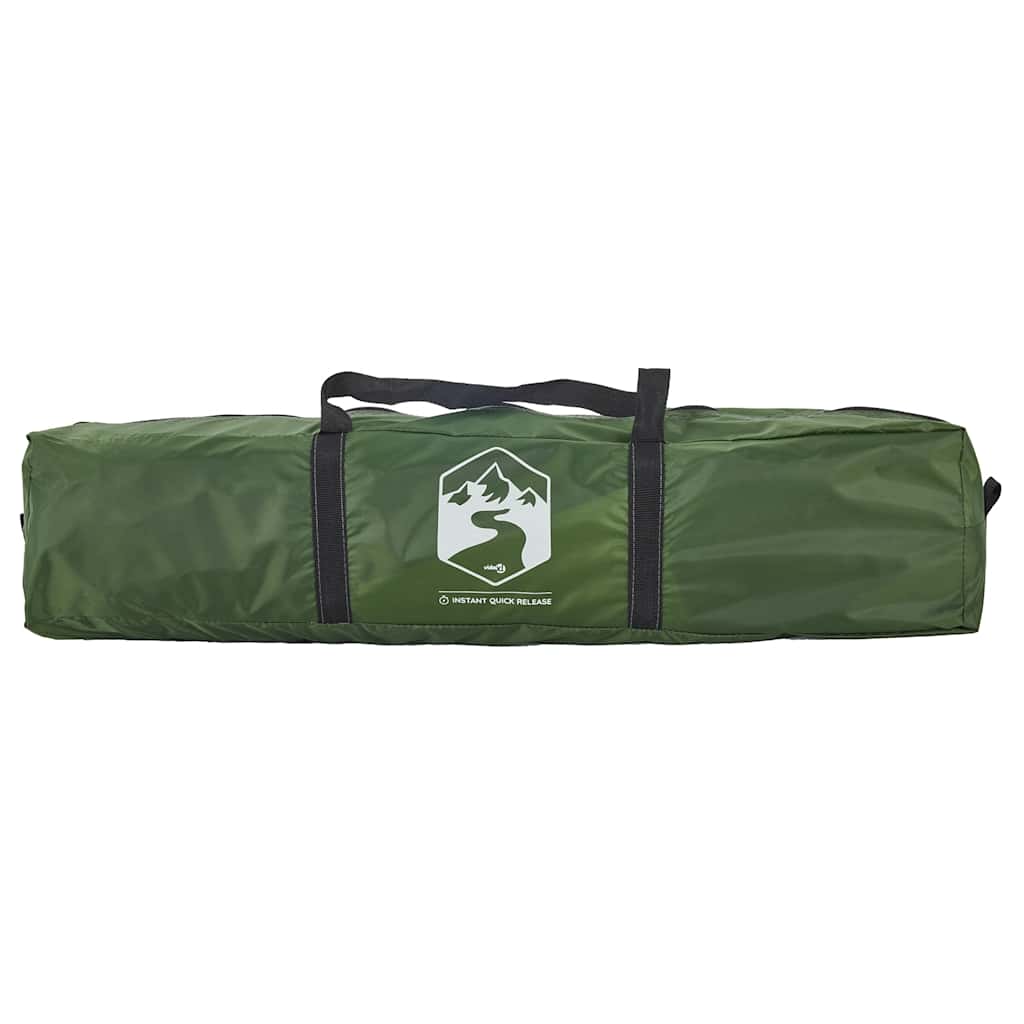 Groene vidaXL tent met opbergzak, zijaanzicht van de opgevouwen tent.
