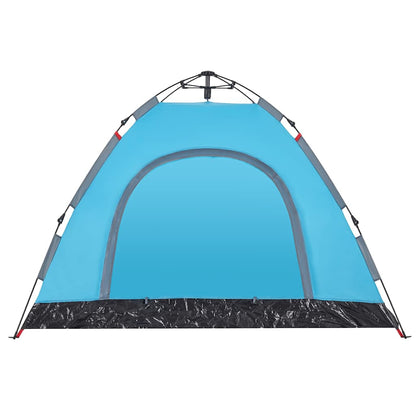 Detail van de blauwe vidaXL tent met snelontgrendeling en grote ingang.