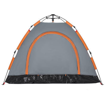 Detail van de tent vidaXL 3-persoons met grijze en oranje kleur, zijaanzicht.