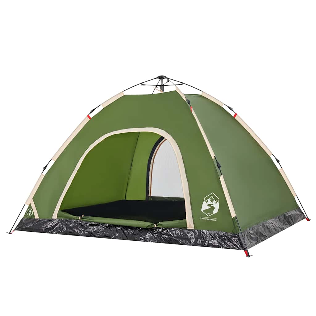 Detail van de groene vidaXL tent met snelspansysteem en open deur.