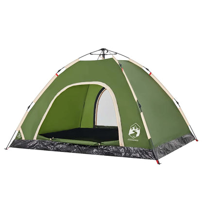Detail van de groene vidaXL tent met snelspansysteem en open deur.