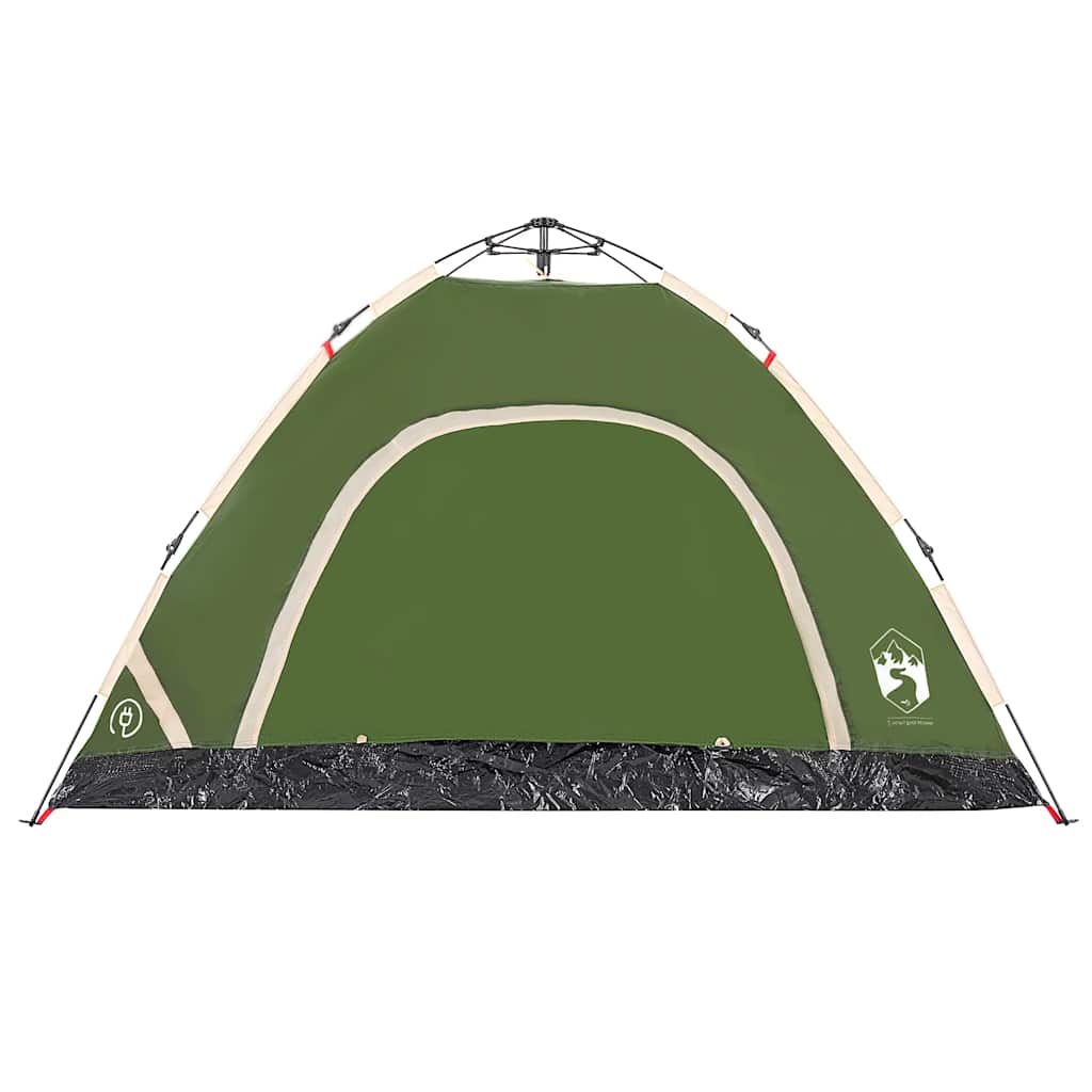 Detail van de groene vidaXL tent met snelontgrendeling, zijaanzicht van de voorkant.