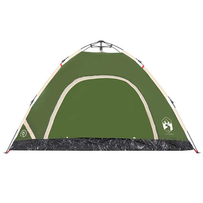 Detail van de groene vidaXL tent met snelontgrendeling, zijaanzicht van de voorkant.