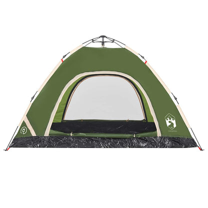 Detail van de vidaXL tent in groen met open ingang en gaaswanden voor ventilatie.