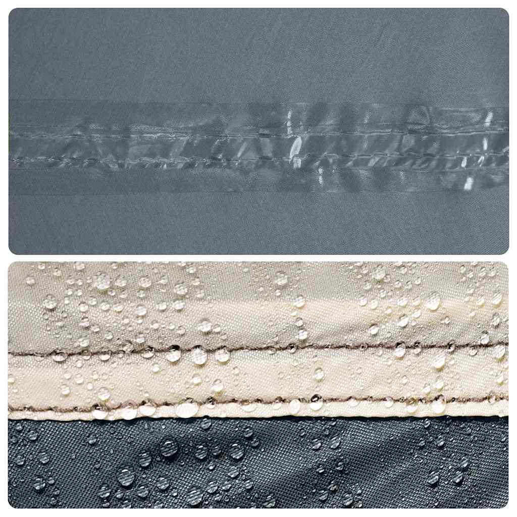 Detail van de waterdichte naden van de vidaXL tent in grijs en oranje.