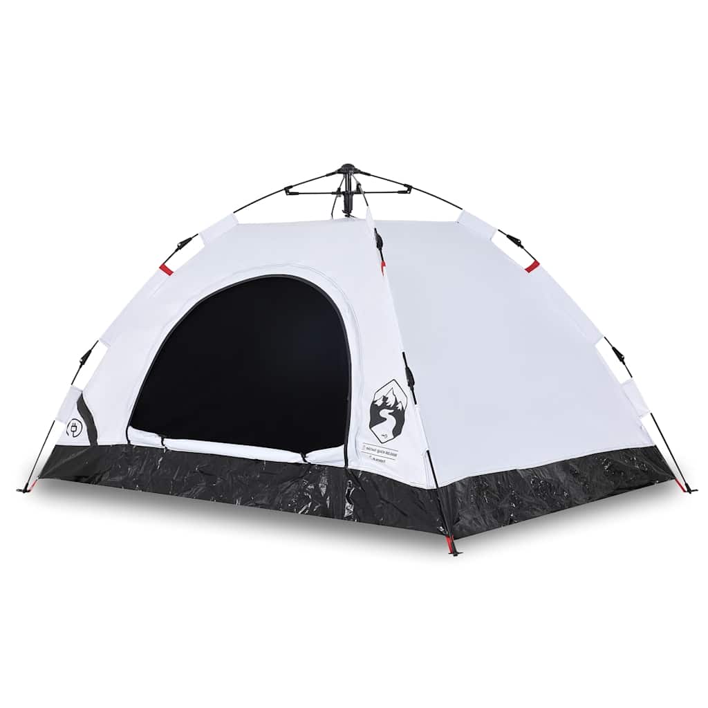 Detail van de vidaXL tent met snelontgrendeling en verduisterende stof in wit, zijaanzicht.