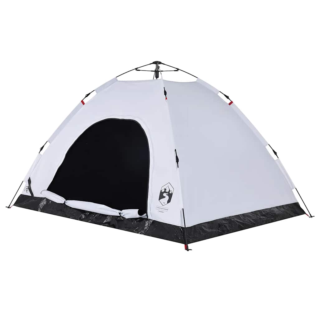Detail van de vidaXL tent met snelontgrendeling en verduisterende stof in wit, zijaanzicht.
