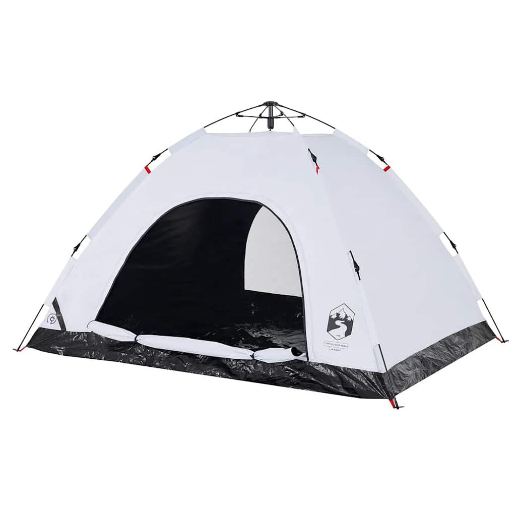 Detail van de vidaXL tent met snelontgrendeling in wit, zijaanzicht met open ingang.