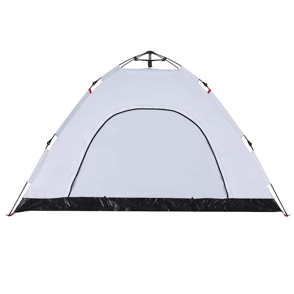 Zijaanzicht van de vidaXL 4-persoons tent met snelontgrendeling en verduisterende stof in wit.