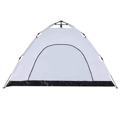 Zijaanzicht van de vidaXL 4-persoons tent met snelontgrendeling en verduisterende stof in wit.