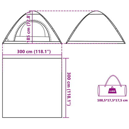 Detailweergave van de vidaXL tent met afmetingen en draagtas, in groen.