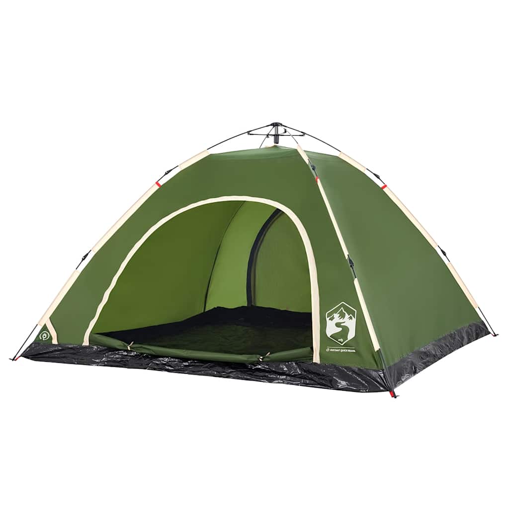 Detail van de vidaXL 5-persoons tent in groen, met open ingang en lichtgewicht ontwerp.
