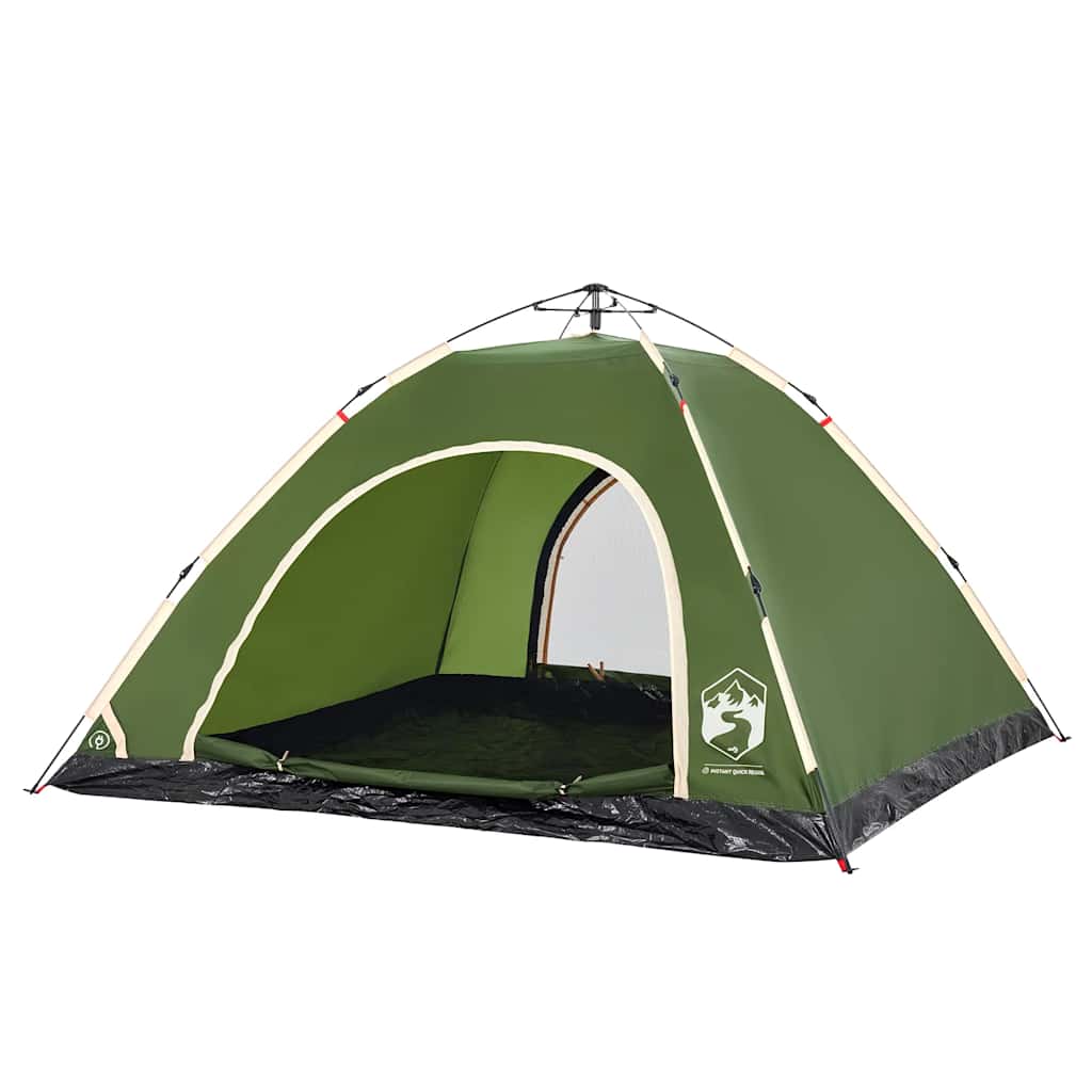 Detail van de groene vidaXL tent met snelontgrendeling en open ingang.