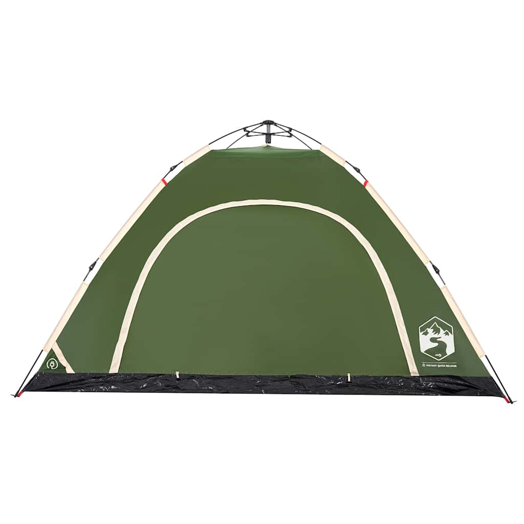 Detail van de groene vidaXL tent met snelontgrendeling en waterdichte voorkant.
