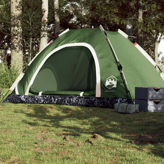 Groene vidaXL tent voor 5 personen met snelontgrendeling, zijaanzicht in de natuur.