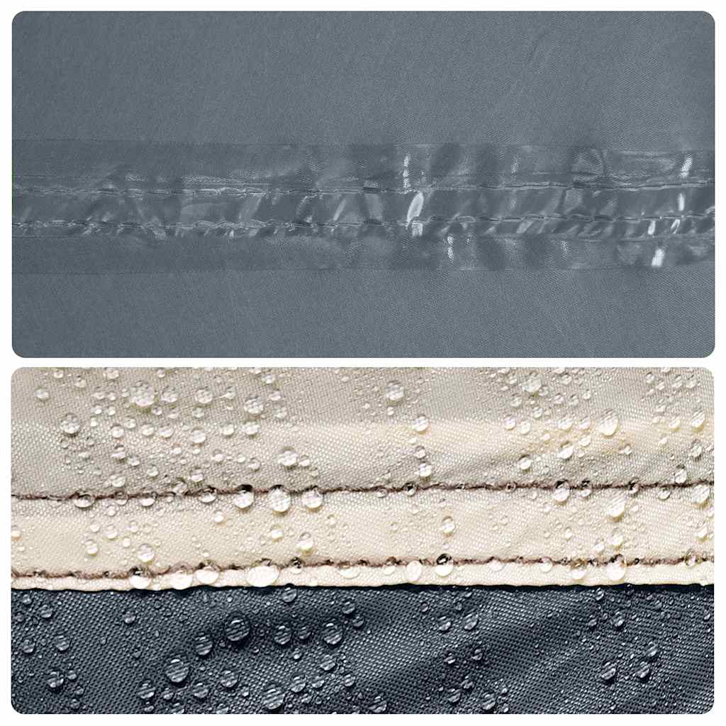 Detail van de waterdichte naden van de vidaXL tent in grijs en oranje.