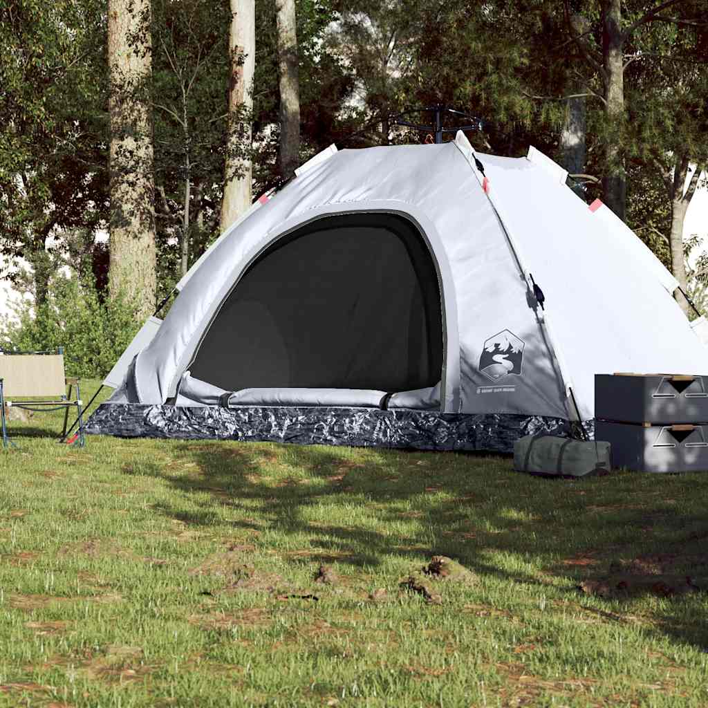 Zijaanzicht van de vidaXL 5-persoons tent met verduisterende stof en snelspansysteem.