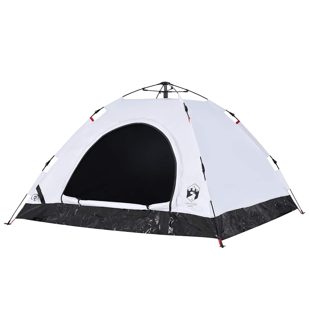 Zijaanzicht van de vidaXL 5-persoons tent met verduisterende stof en zwarte details.