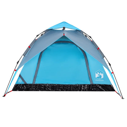 Detail van de vidaXL koepeltent in blauw, met een open ingang en goede ventilatie.