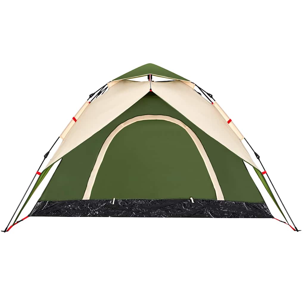 Detail van de groene vidaXL koepeltent met snelontgrendeling en open ingang.