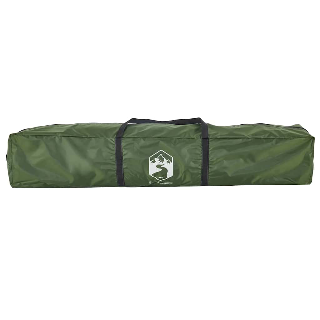 Groene vidaXL koepeltent, opgerold in een handige draagtas met logo.
