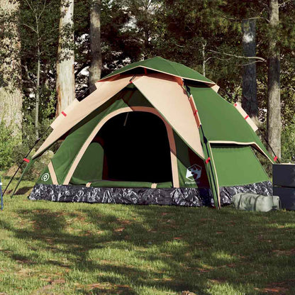 Koepeltent vidaXL 5-persoons in groen met snelontgrendeling, zijaanzicht in natuur.