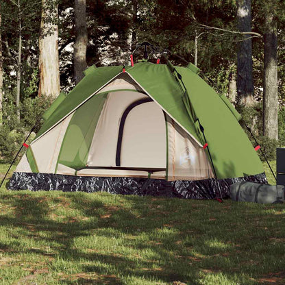 Groene vidaXL koepeltent voor 2 personen, snel op te zetten in de natuur.