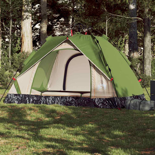 Groene vidaXL koepeltent voor 2 personen, snel op te zetten in de natuur.