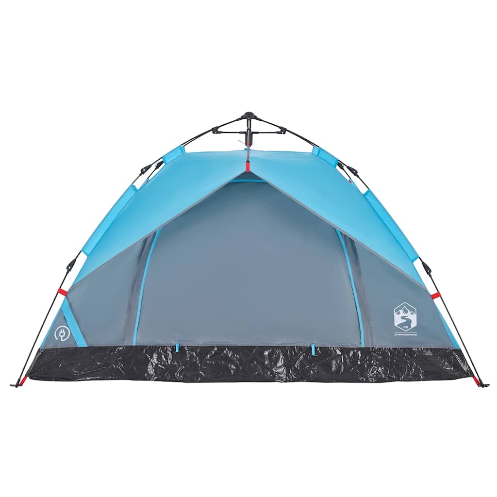 Detail van de vidaXL koepeltent in blauw met een open ingang en waterdichte stof.