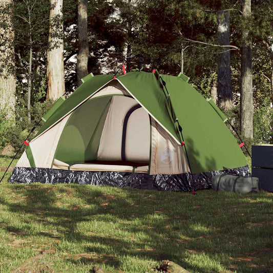 Koepeltent vidaXL 3-persoons in groen, met open ingang en comfortabele binnenruimte.