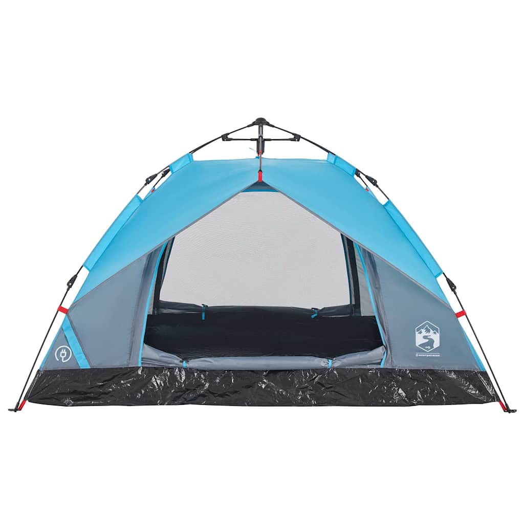 Detail van de vidaXL koepeltent in blauw, met open ingang en gaasventilatie.